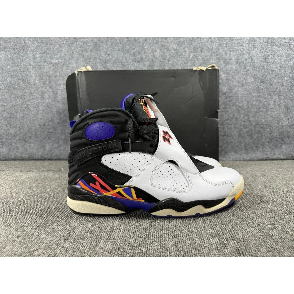 Jordan Air Jordan 8 Retro Three Peat Shoes Mens 10 White Basketball 305381 142